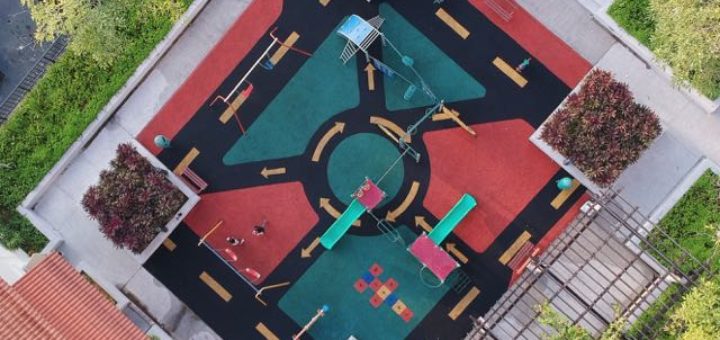 aerial view of a modern playground