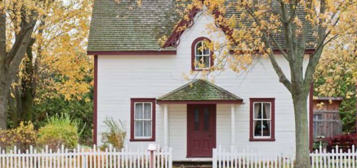 colonial house in autumn