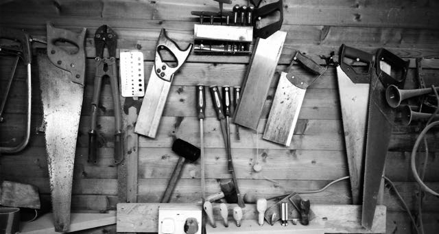 carpentry tools on wooden table