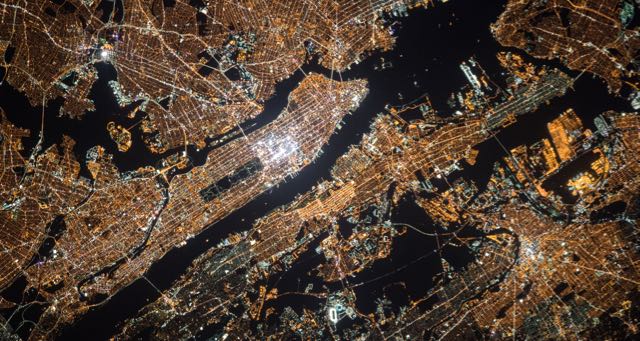 New York City areal night view