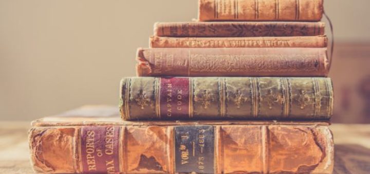 stack of old books