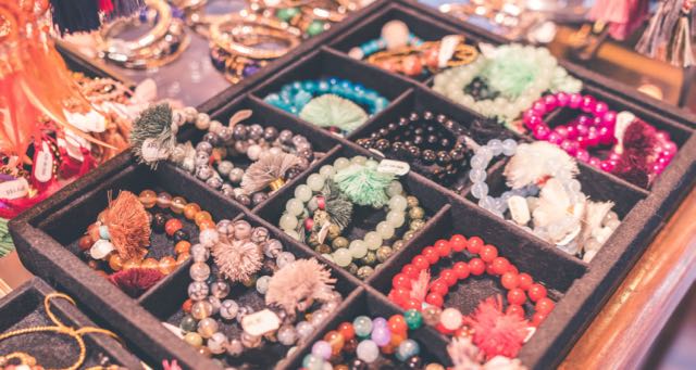 jewelry box with different color bracelets