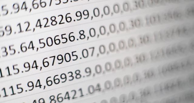 numbers on a computer screen