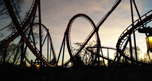 rollercoaster at sunset