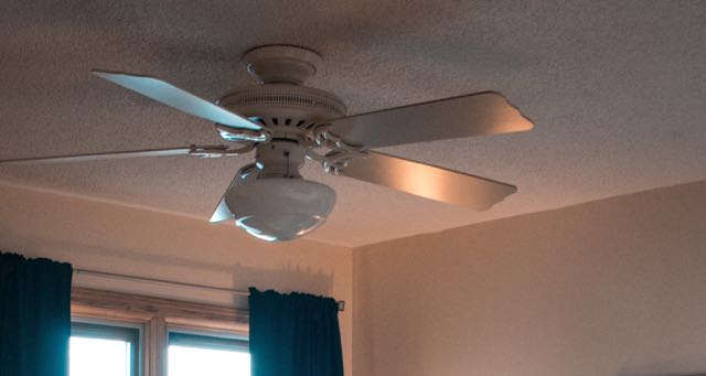 ceiling fan in a hotel room