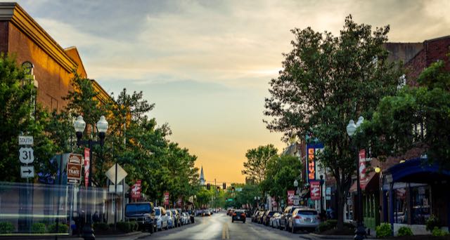 main street in a usa small town